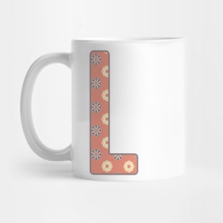 MONOGRAM LETTER L PINK FLORAL TYPOGRAPHY DESIGN Mug